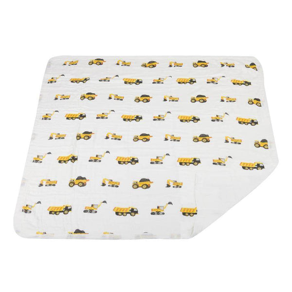 Baby Bamboo Blanket - Yellow Digger and White - Roll Up Baby