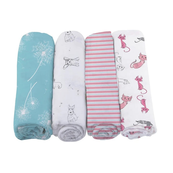 Baby Bamboo Swaddle 4 Pack - Dandelions  - Roll Up Baby