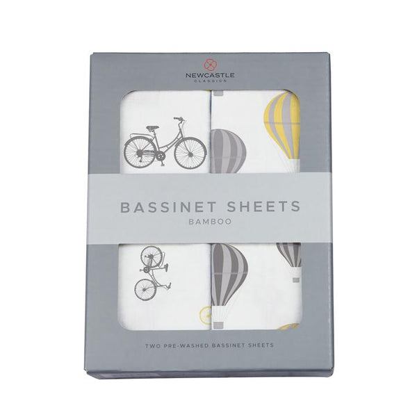 Bassinet Sheets - Vintage Bicycles & Hot Air Balloon - Roll Up Baby