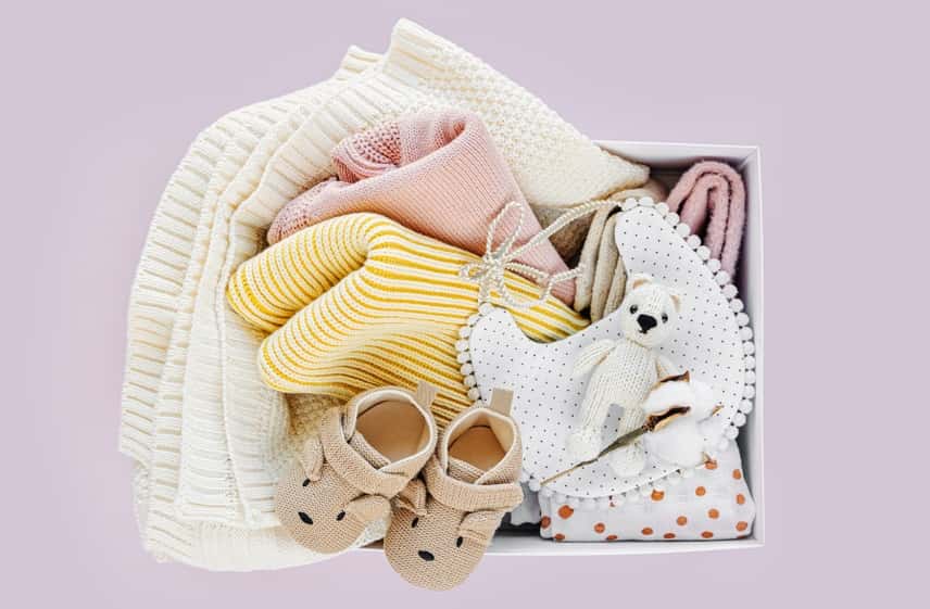 Box with baby stuff and accessories for newborn - Roll Up Baby