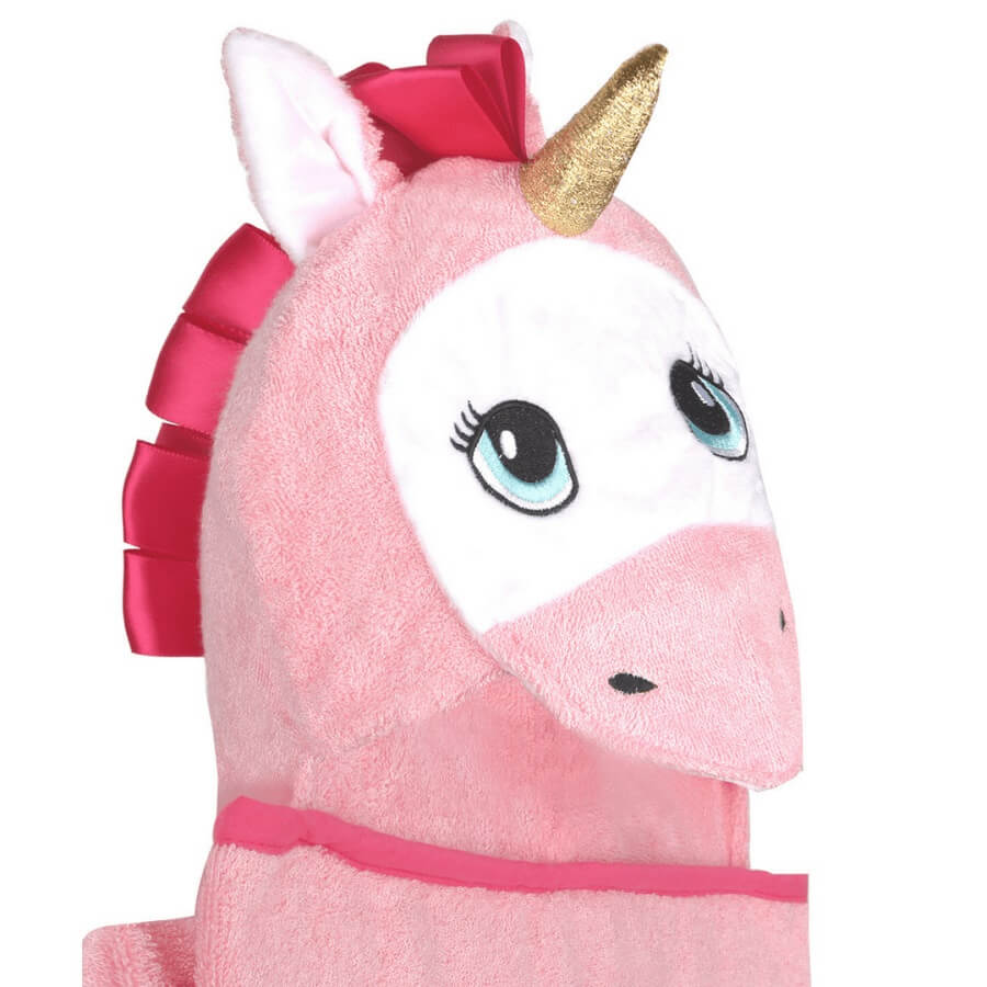 Baby Bamboo Hooded Towel - Unicorn Pink - Roll Up Baby