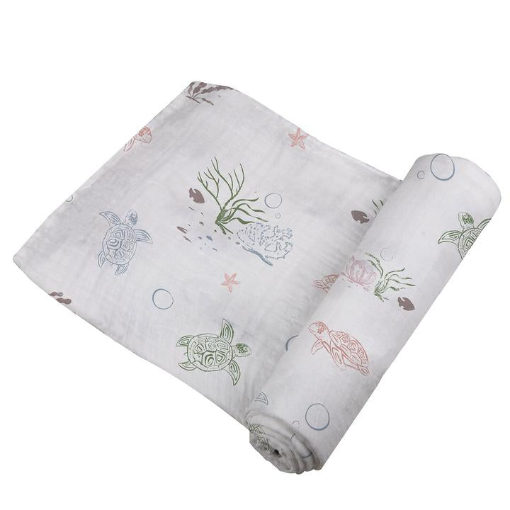 Baby Muslin Wrap - Turtles - Roll Up Baby