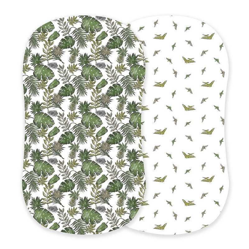 Boy Bassinet Sheets - Jurassic Forest and Pteranodon - Roll Up Baby