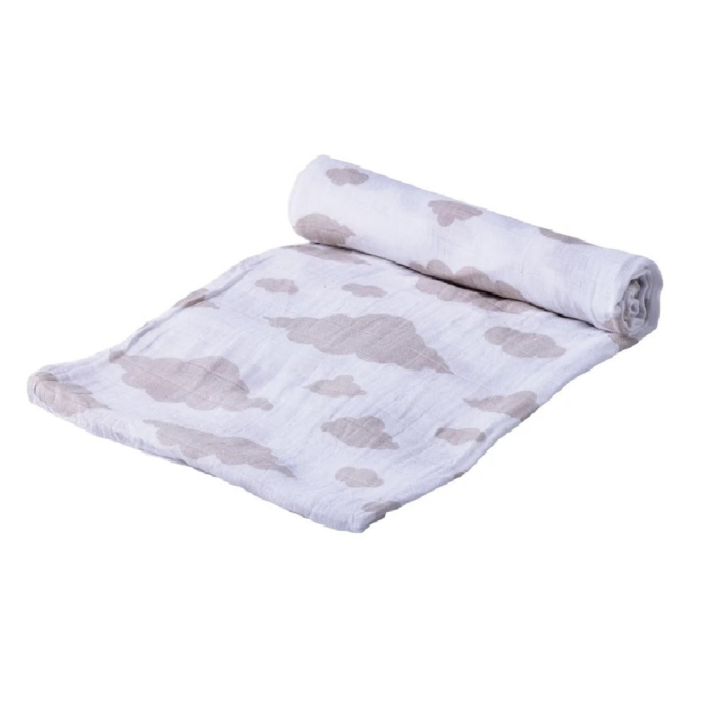 Baby Muslin Swaddle - Cloud Print - Roll Up Baby