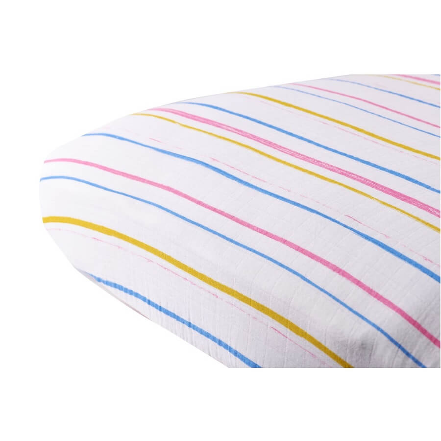 Cotton Crib Sheet - Spring Time Stripe - Roll Up Baby