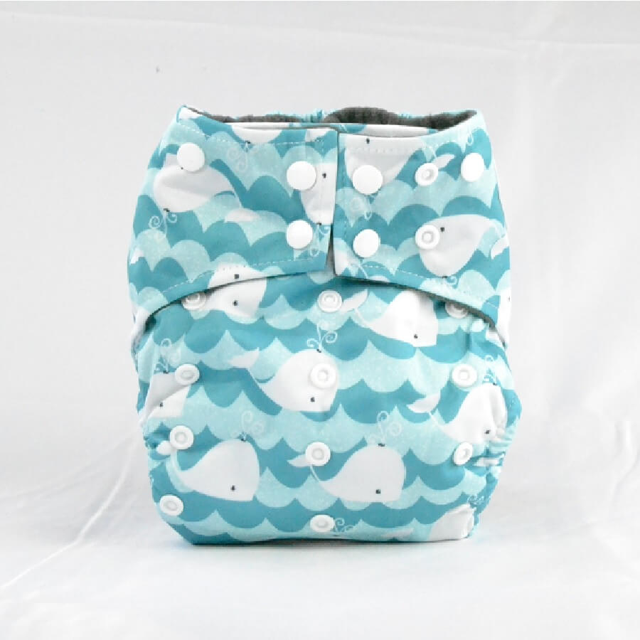 Earthlie Cloth Diaper - Whales - Roll Up Baby
