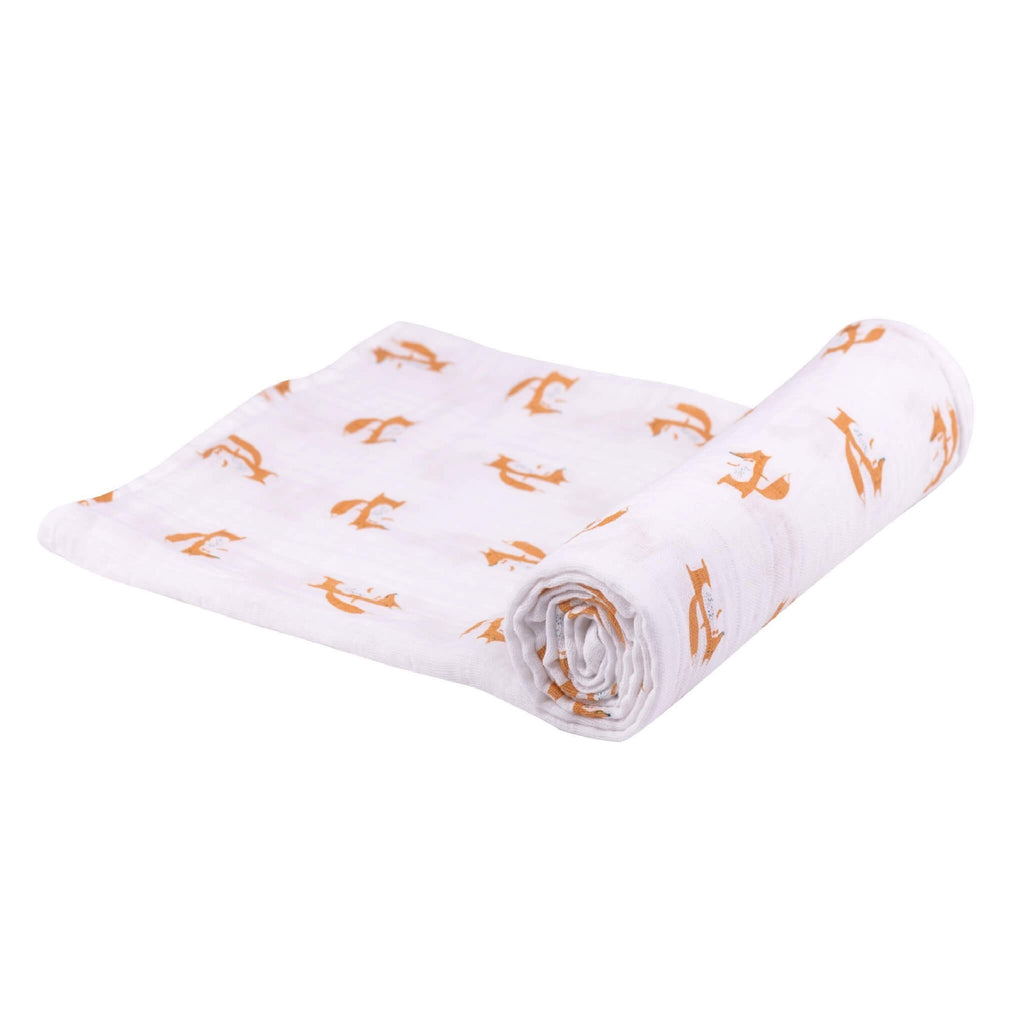 Muslin Swaddle Blanket - Fancy Fox - Roll Up Baby