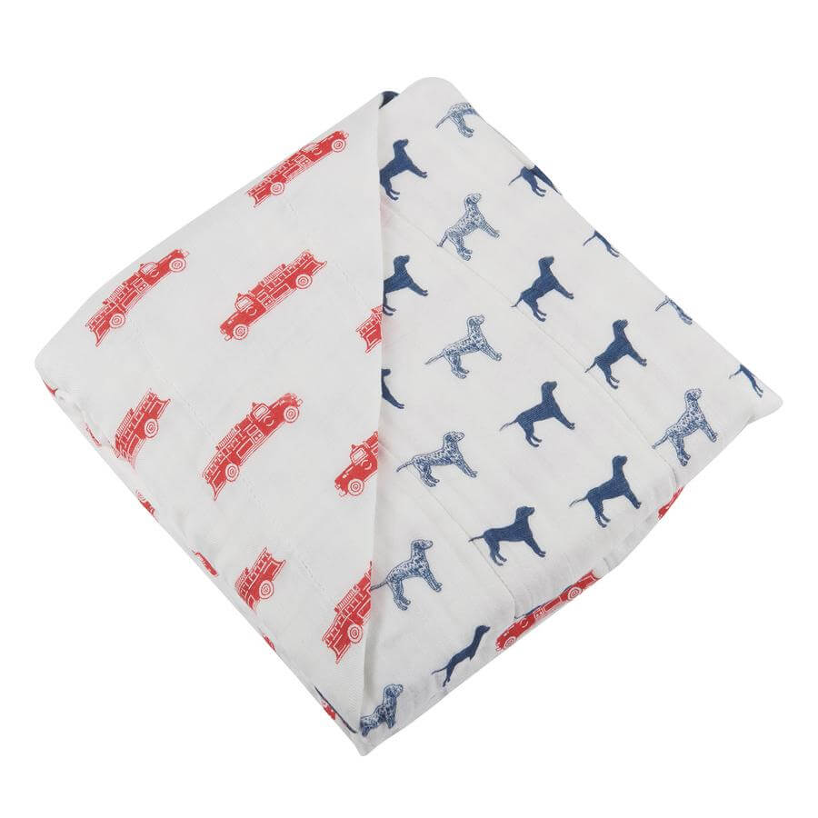 Baby Bamboo Blanket - Fire Truck and Dalmatian - Roll Up Baby