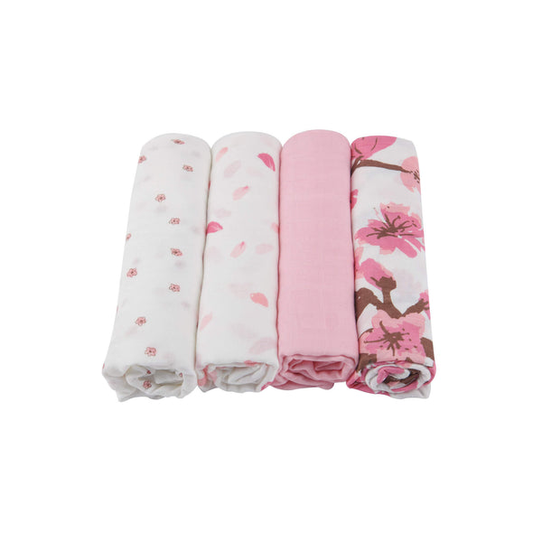 Bamboo Swaddle Set 4 Pack - Flower - Roll Up Baby