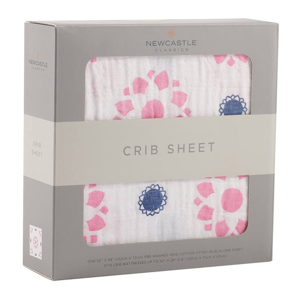 Girl Crib Sheet - Primrose and Indigo - Roll Up Baby