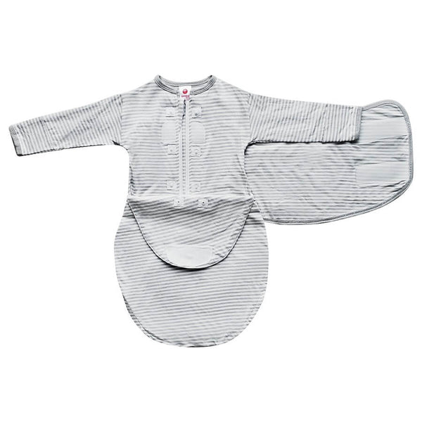 Headband & Swaddle with Long Sleeves Bundle - Gray Stripe - Roll Up Baby