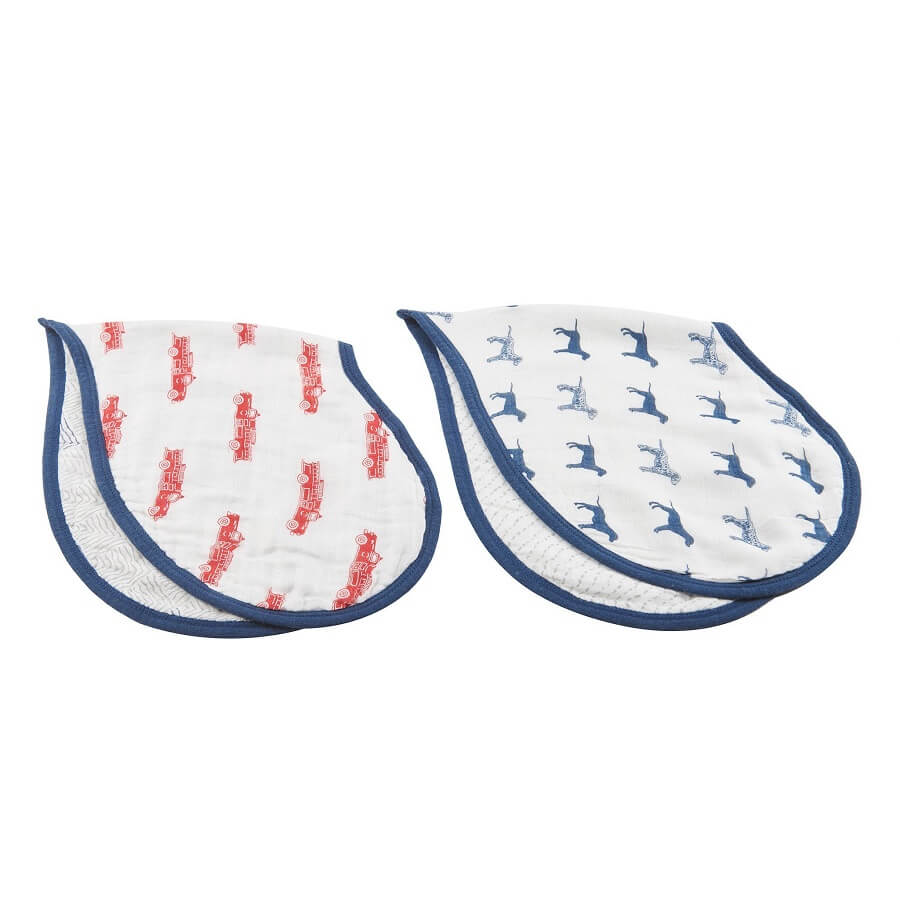 Baby Heart Bibs - Set of 2 - Fire Truck and Dalmatian - Roll Up Baby