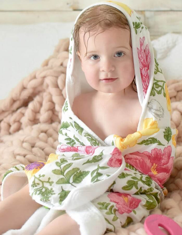 Baby Bamboo Hooded Towel, Double Layers of Muslin - Roll Up Baby