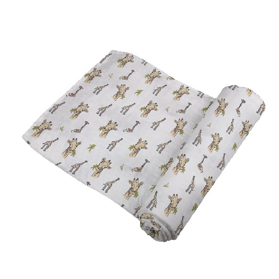 Bamboo Swaddle Blanket - Hungry Giraffe - Roll Up Baby