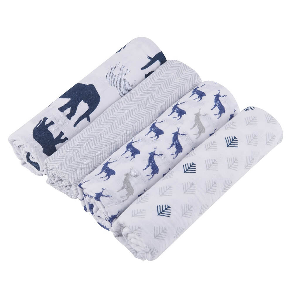 Muslin Swaddle Set 4-Pack - In The Wild - Roll Up Baby