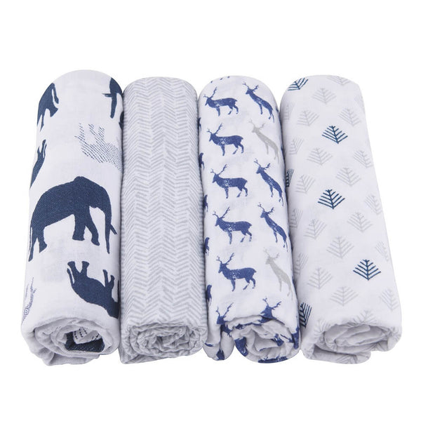 Muslin Swaddle Set 4-Pack - In The Wild - Roll Up Baby