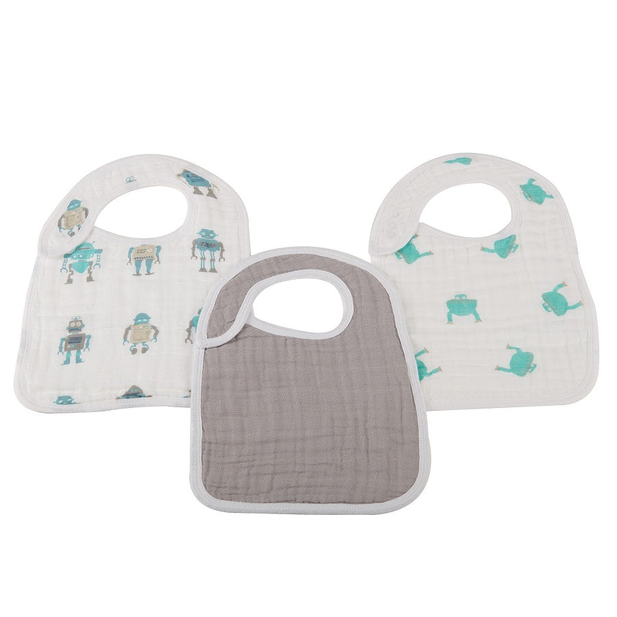 Infant Snap Bibs Set of 3 - Robot - Roll Up Baby