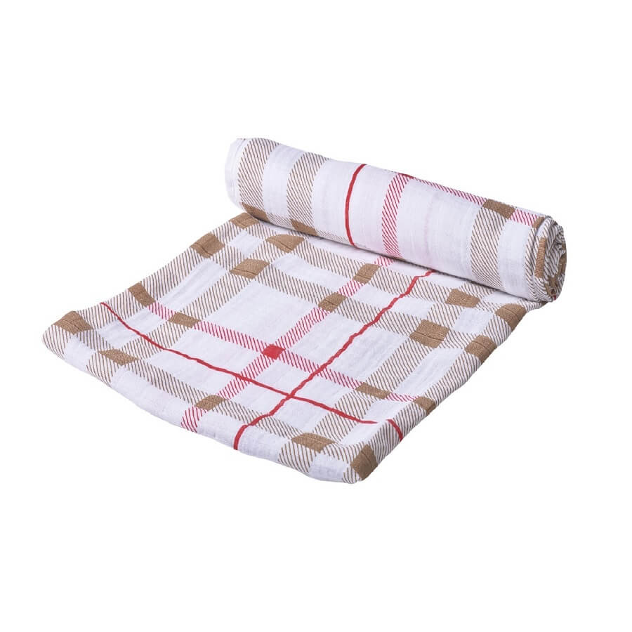 Modern Baby Swaddle Blanket - Plaid - Roll Up Baby