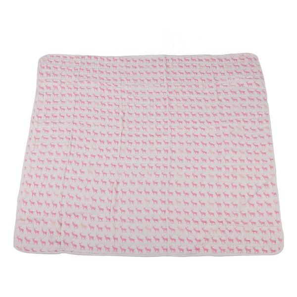 Muslin Blanket - Pink Deer & Primrose Pink Plaid - Roll Up Baby