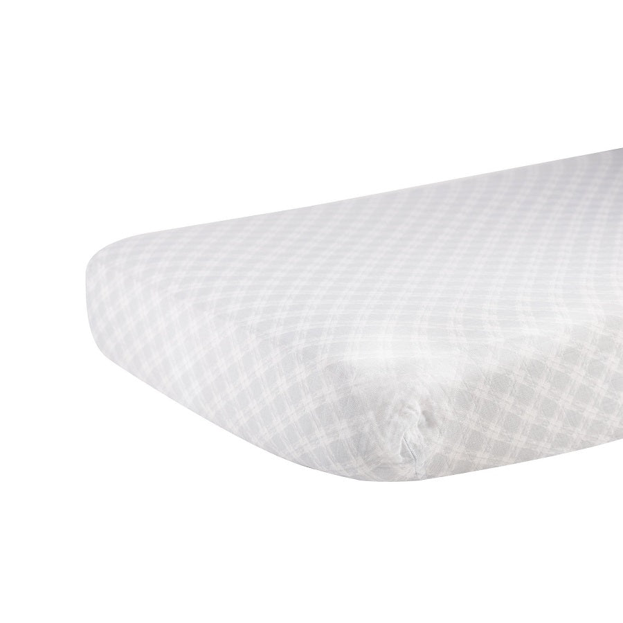 Muslin Crib Sheet - Glacier Grey Plaid - Roll Up Baby