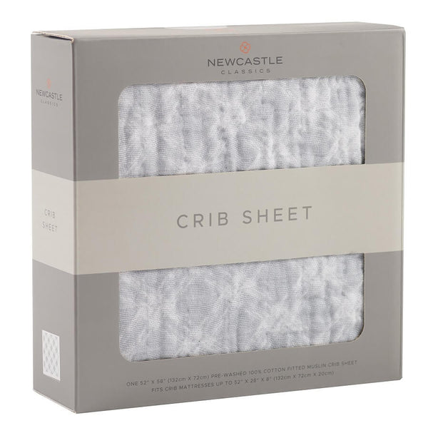 Muslin Crib Sheet - Glacier Grey Plaid - Roll Up Baby