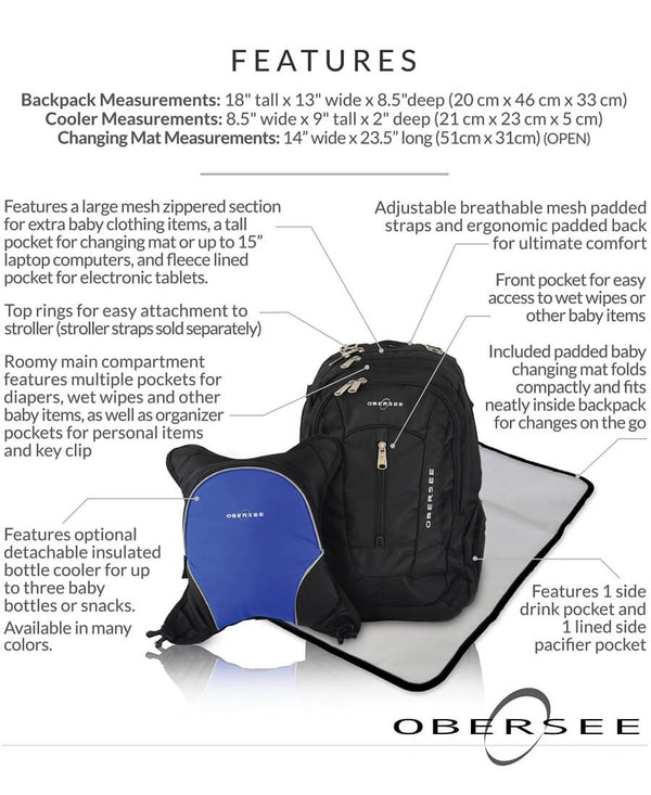 Obersee BERN Diaper Bag Backpack - Roll Up Baby