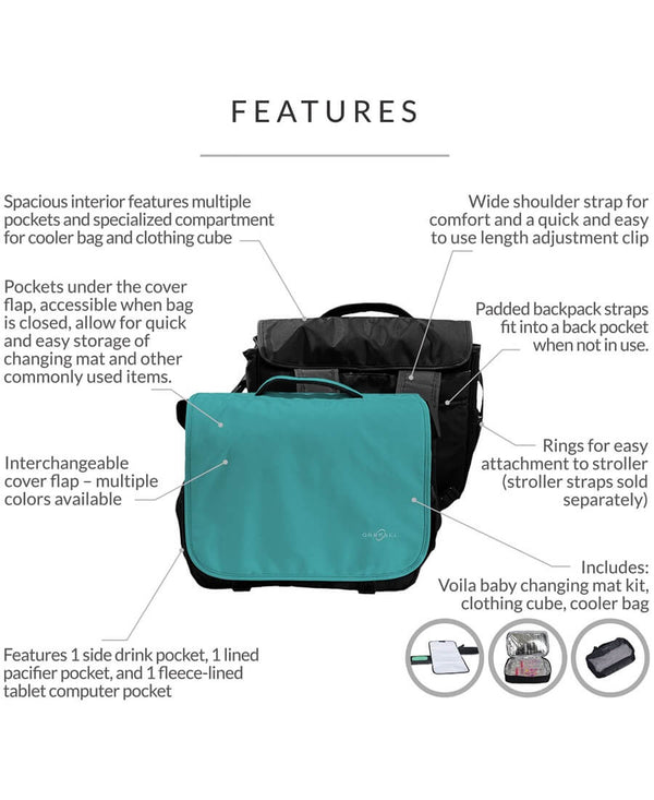 Diaper Messenger Bag | Convertible Backpack | Viola - Roll Up Baby