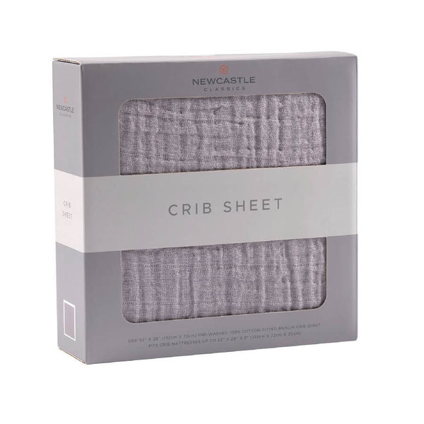 Organic Muslin Crib Sheet - Cool Grey - Roll Up Baby