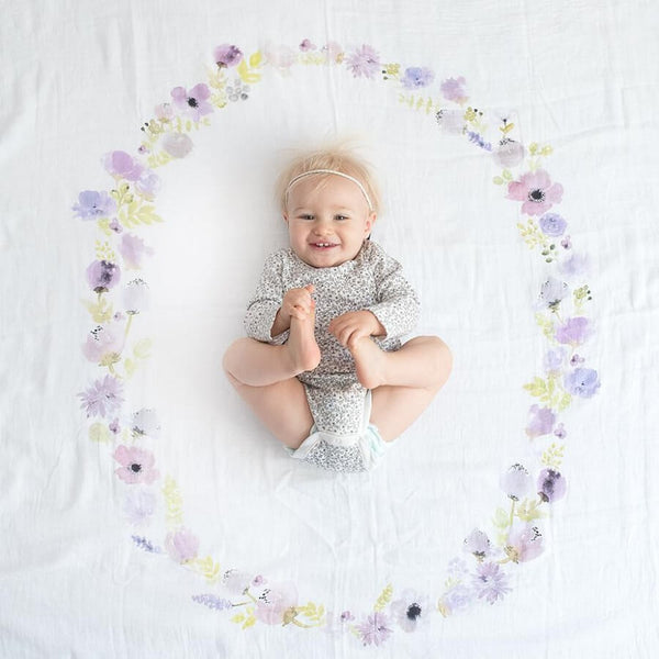 Organic Swaddle Blanket - Lavender Blooms