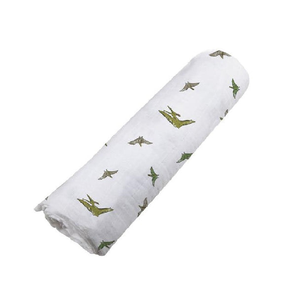 Muslin Swaddle Blanket - Pteranodon - Roll Up Baby