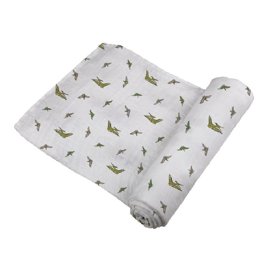 Muslin Swaddle Blanket - Pteranodon - Roll Up Baby