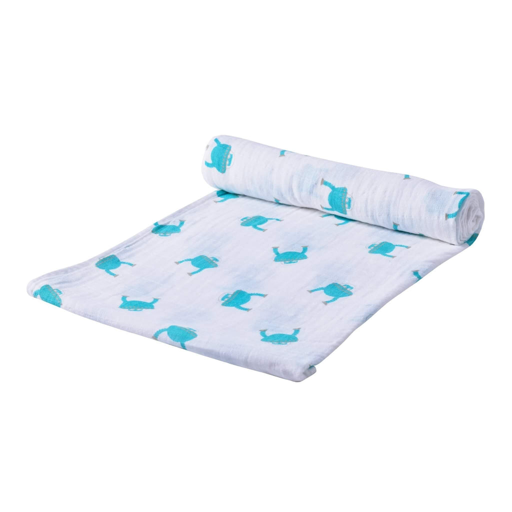 Muslin Swaddle Blankets - Space Robot - Roll Up Baby