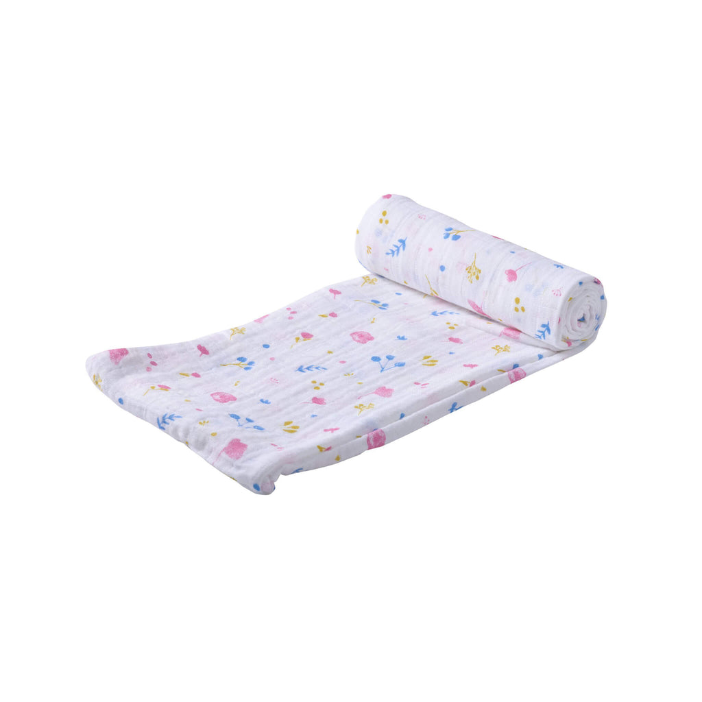 Organic Muslin Swaddle - Spring Time Flower - Roll Up Baby