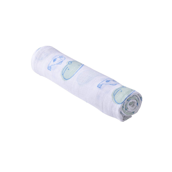 Muslin Swaddle Blankets - Whale - Roll Up Baby