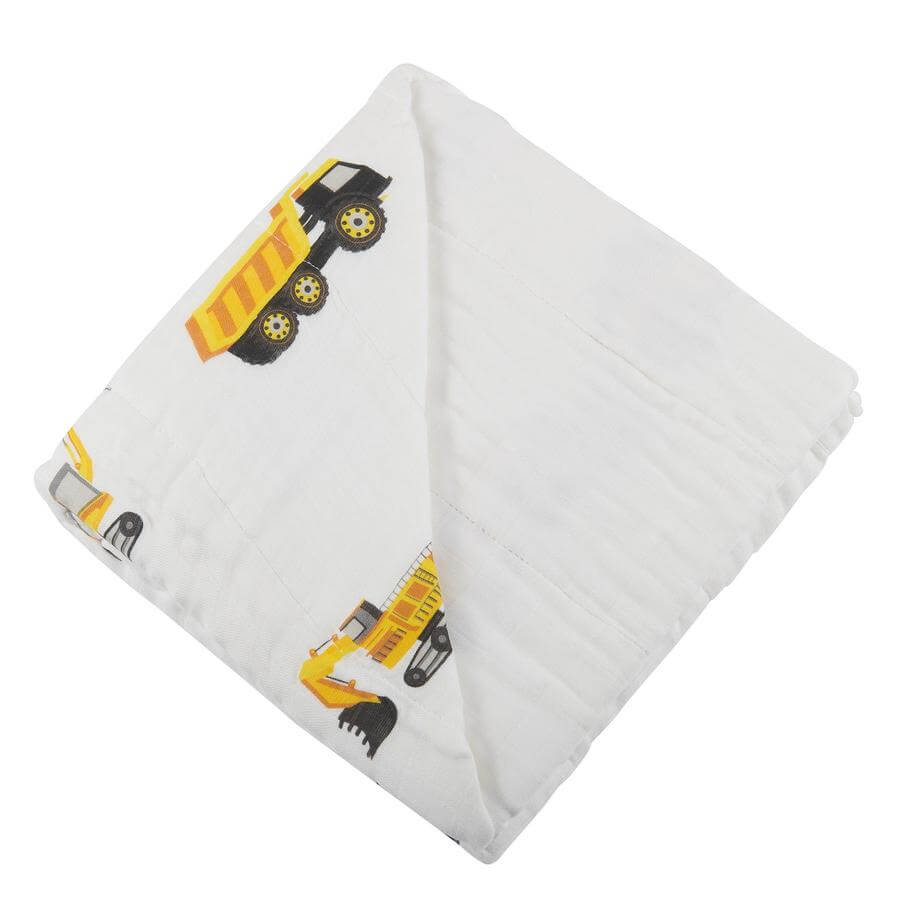Baby Bamboo Blanket - Yellow Digger and White - Roll Up Baby