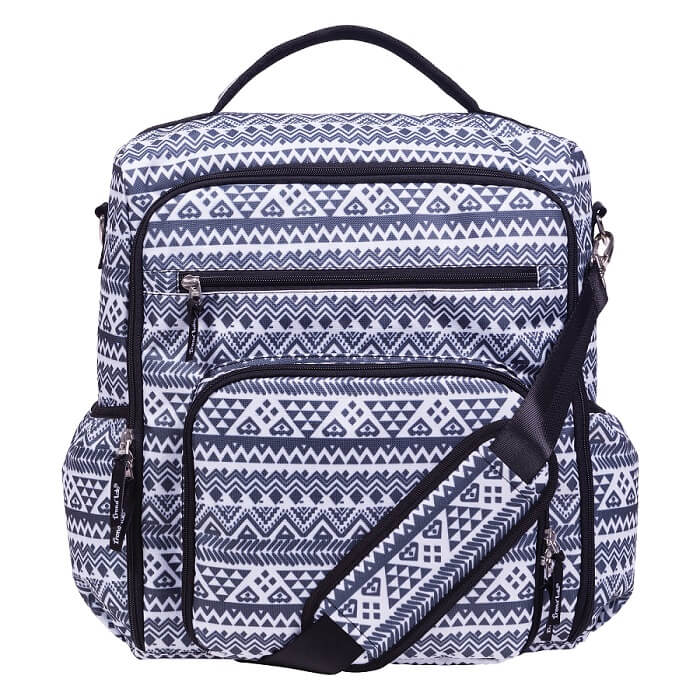 Aztec Black & White Convertible Backpack Diaper Bag - Roll Up Baby