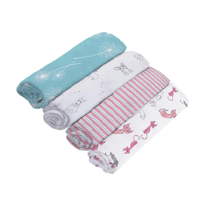 Baby Bamboo Swaddle 4 Pack - Dandelions - Roll Up Baby