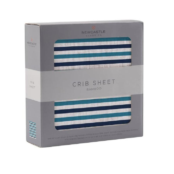 Baby Boy Crib Sheet - Blue and White Stripe - Roll Up Baby