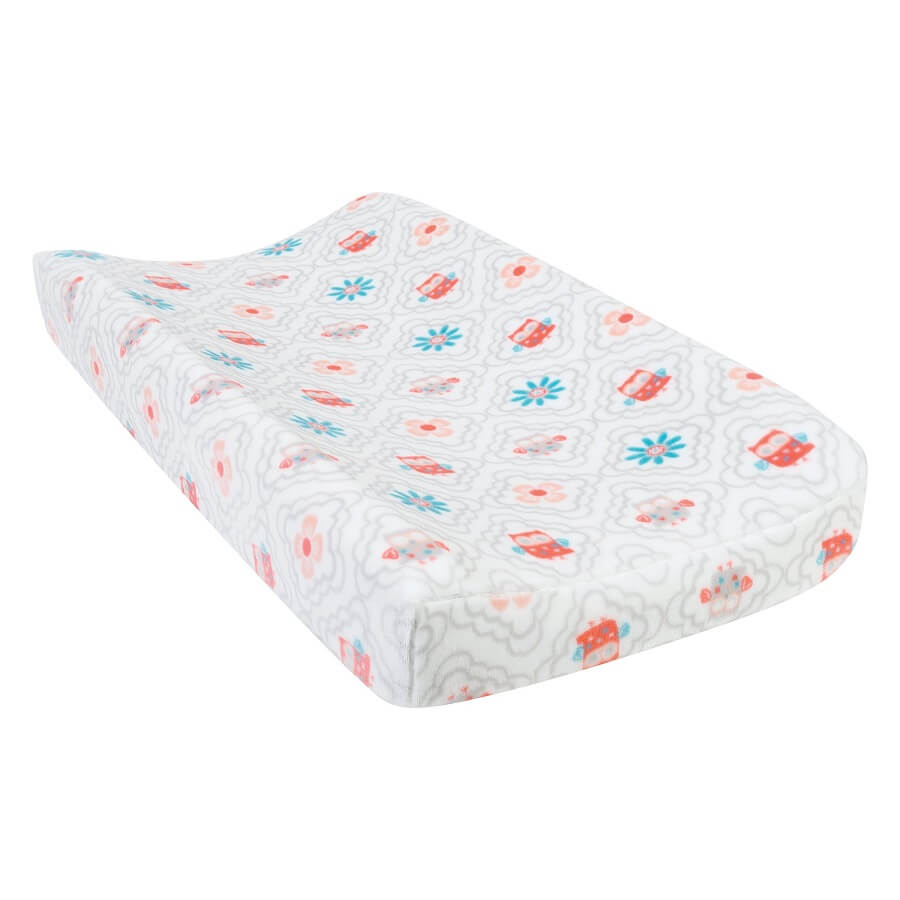 Baby Changing Pad Cover - Quatrefoil Owls Plush  - Roll Up Baby