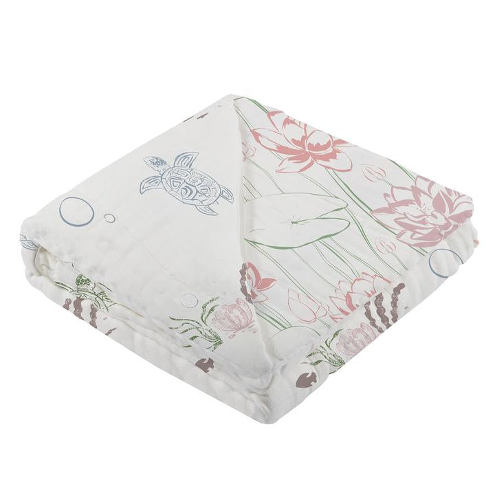 Baby Girl Blanket - Turtles & Water Lily - Roll Up Baby