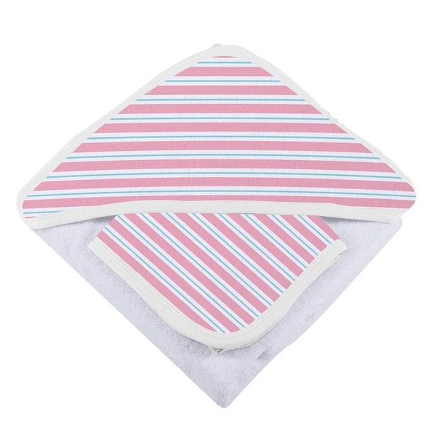 Baby Hooded Towel & Washcloth Set - Candy Stripe - Roll Up Baby