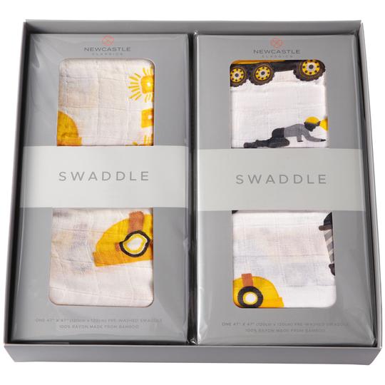 Baby Swaddle Gift Set - Hard Hat & Miner - Roll Up Baby