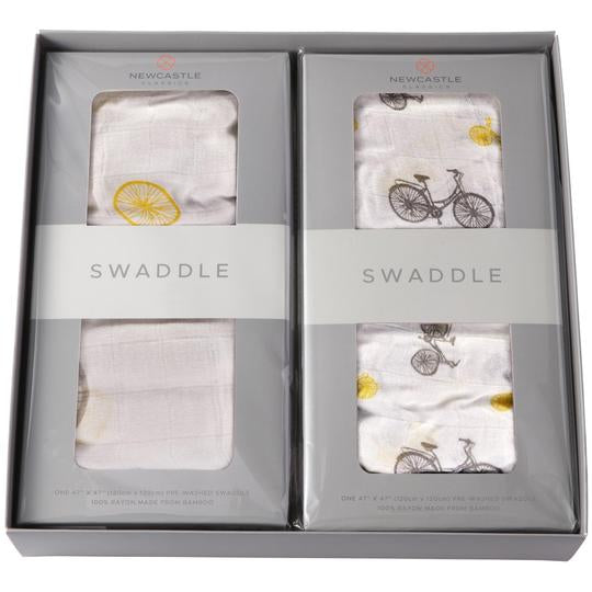 Baby Swaddle Gift Set - Wheel & Bicycle - Roll Up Baby