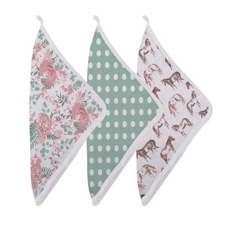 Baby Washcloth Set - Horses and Roses - Roll Up Baby