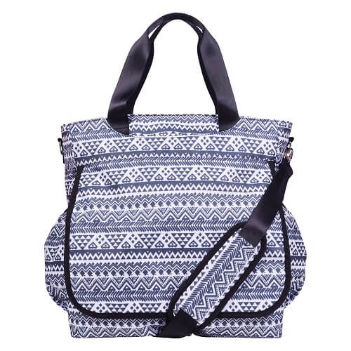 Black and White Aztec Tote Diaper Bag - Roll Up Baby
