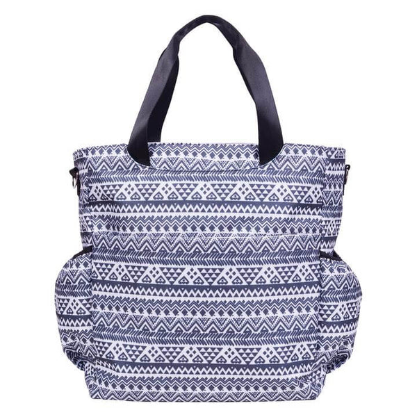 Black and White Aztec Tote Diaper Bag - Roll Up Baby