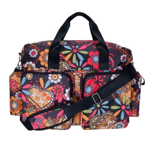 Bohemian Floral Deluxe Duffle Style Diaper Bag - Roll Up Baby