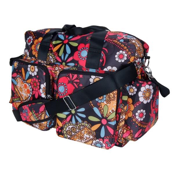 Bohemian Floral Deluxe Duffle Style Diaper Bag - Roll Up Baby