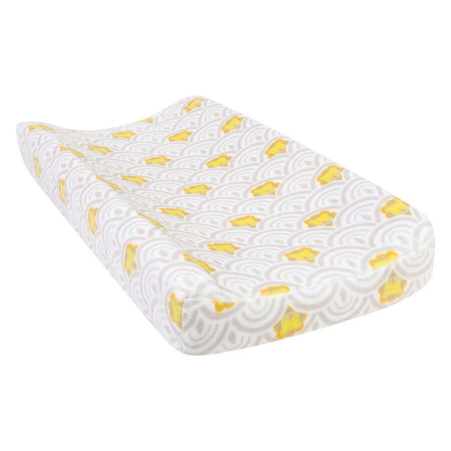 Changing Pad Cover - Art Deco Lions Scallop Plush  - Roll Up Baby
