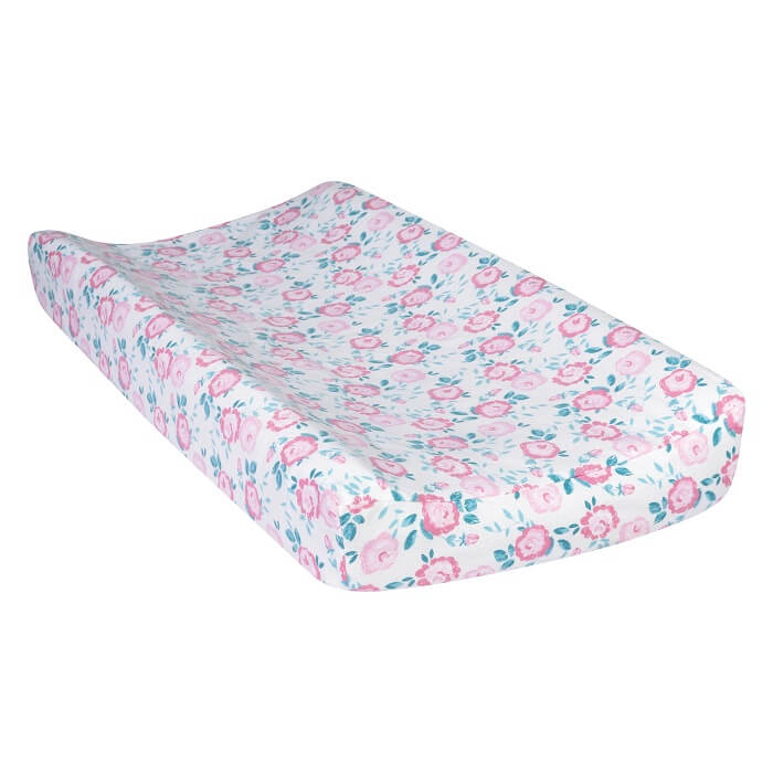 Changing Pad Cover - Emma Pink & Teal Deluxe Flannel  - Roll Up Baby